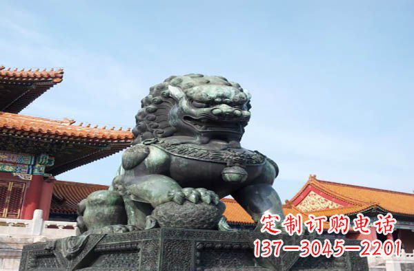 达州寺庙门口狮子铜雕