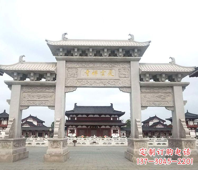 达州寺庙三门牌坊石雕