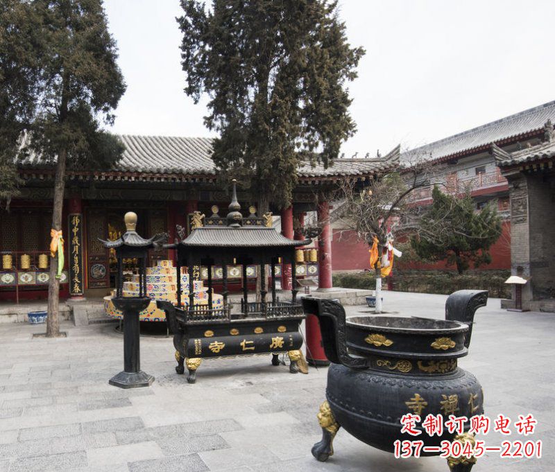 达州寺庙铜香炉铜雕