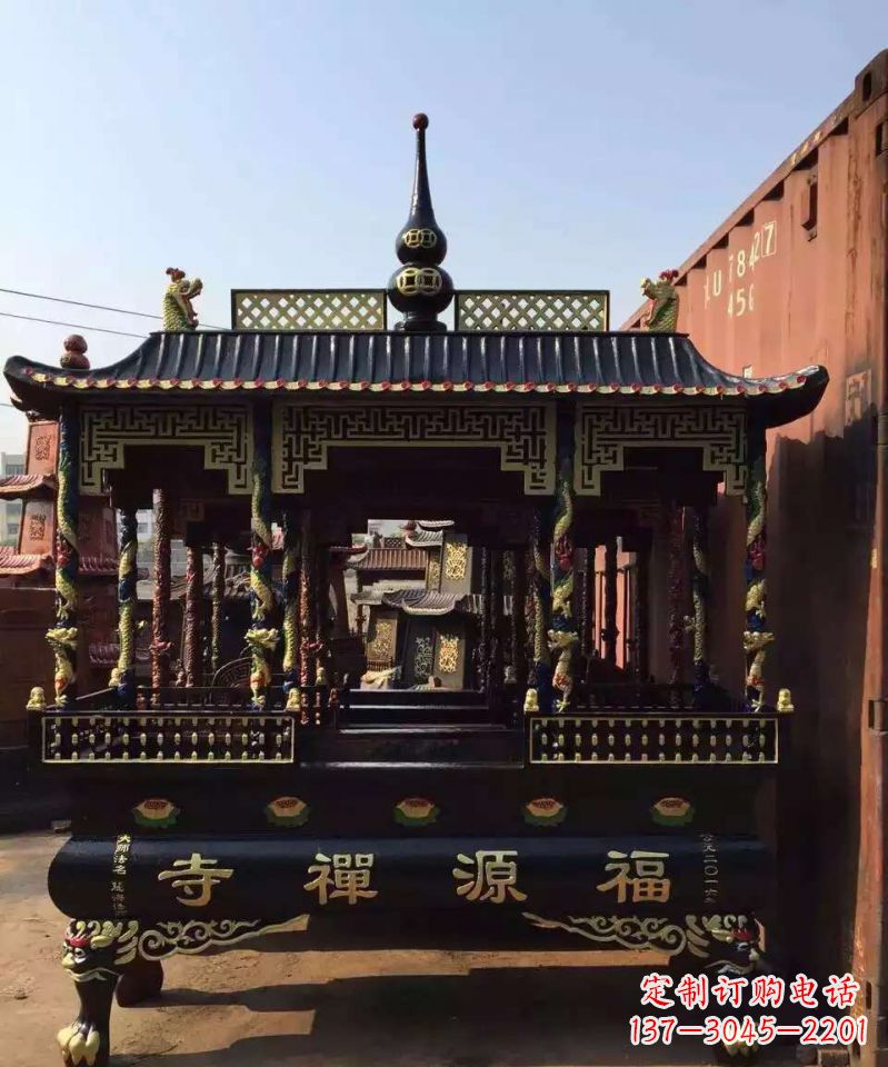 达州寺庙香炉铜雕 (2)