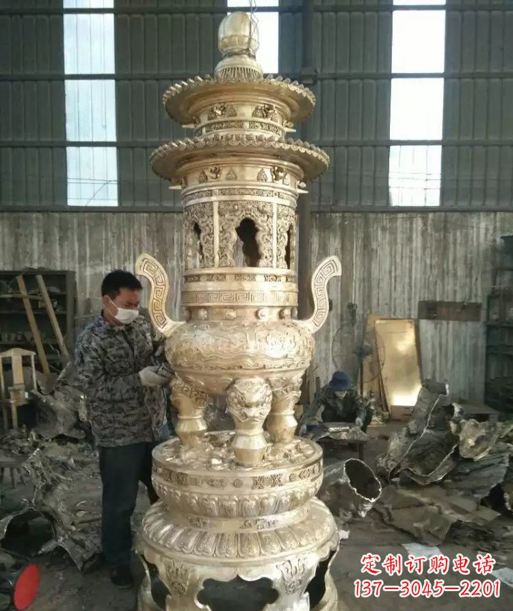 达州寺庙香炉铜雕 (5)
