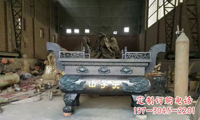 达州寺庙香炉铜雕_2