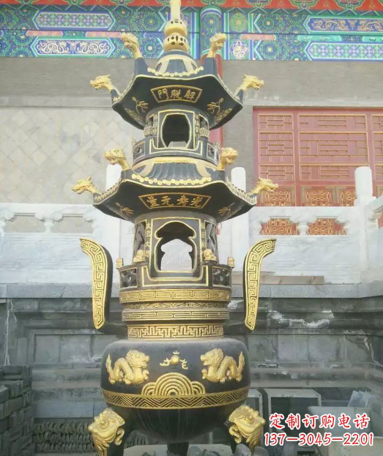 达州寺庙香炉铜雕_1
