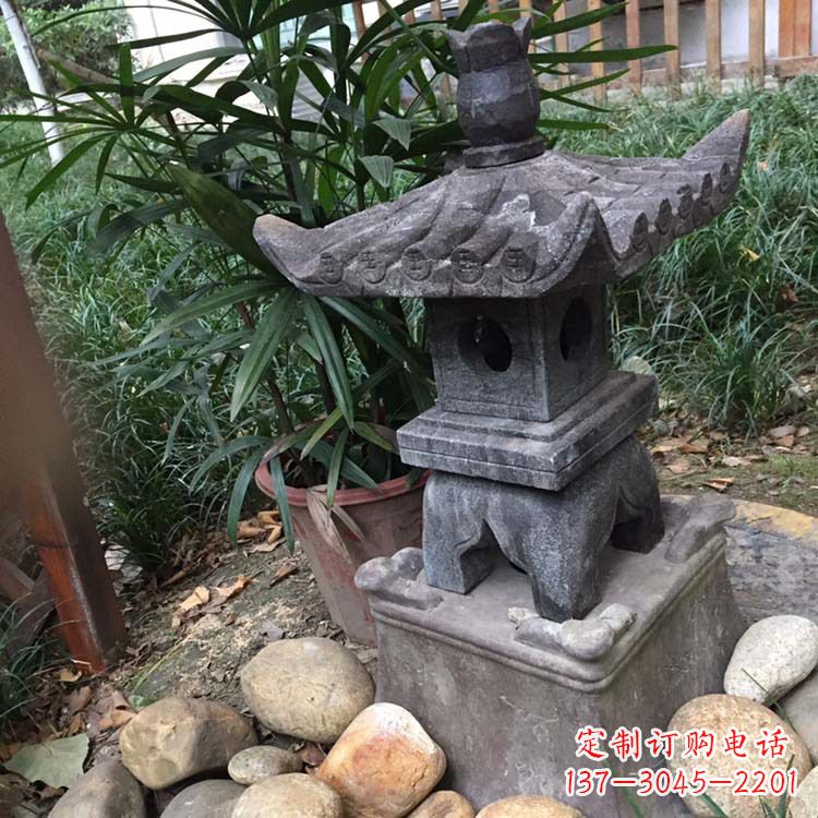 达州寺庙园林青石做旧仿古石灯