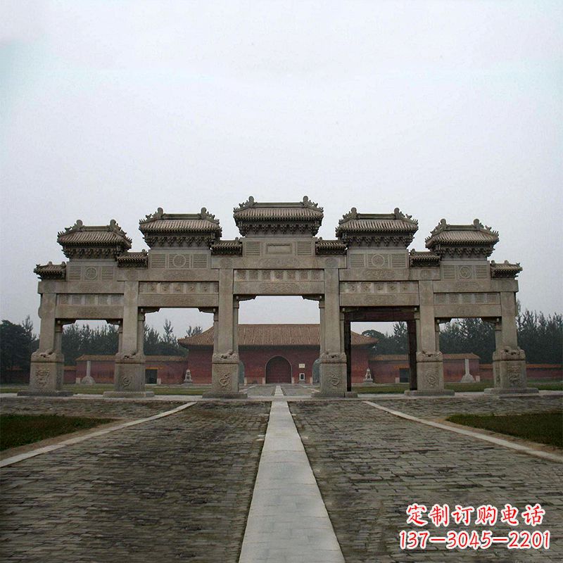 达州寺院五门石牌楼