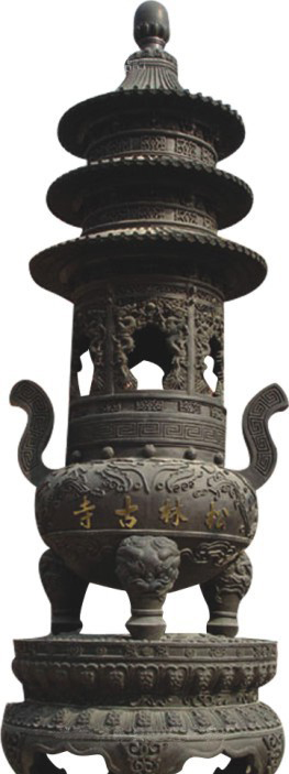 达州松林古寺铜香炉