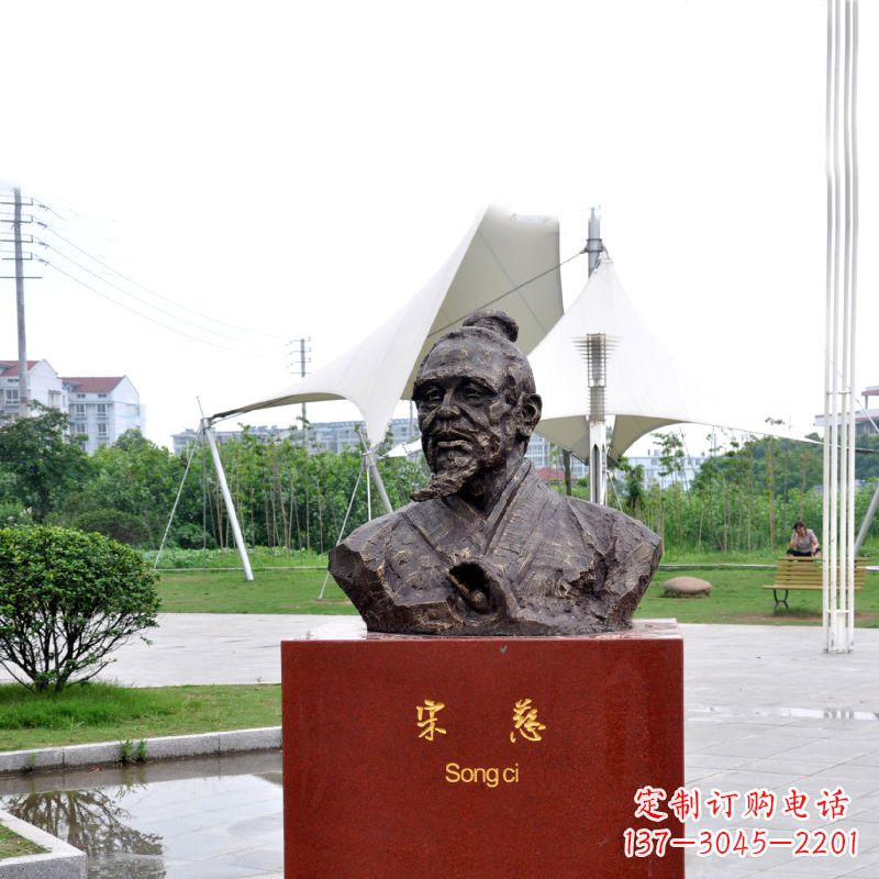达州宋慈铸铜头像雕塑-古代十大名医园林广场人物雕塑