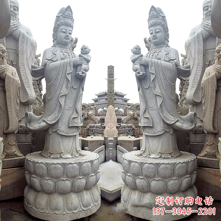 达州送子观音青石雕塑