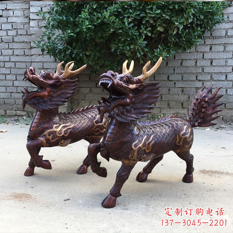 达州送子麒麟铜雕塑