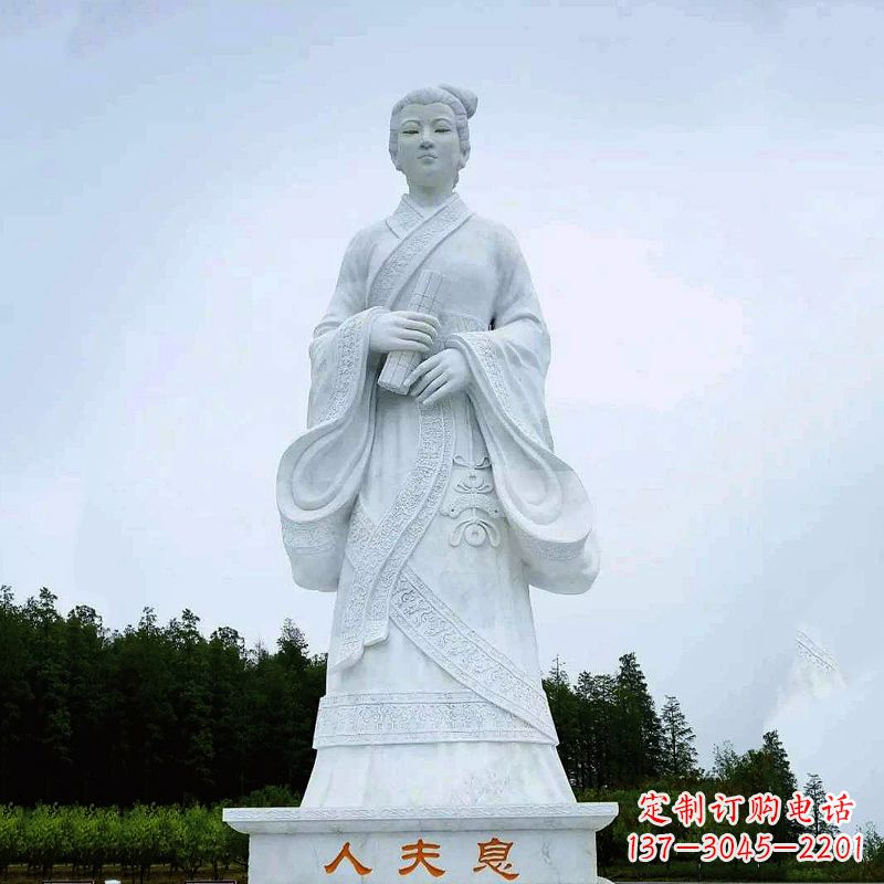 达州桃花夫人息妫汉白玉雕塑-景区园林历史名人古代著名美女雕像