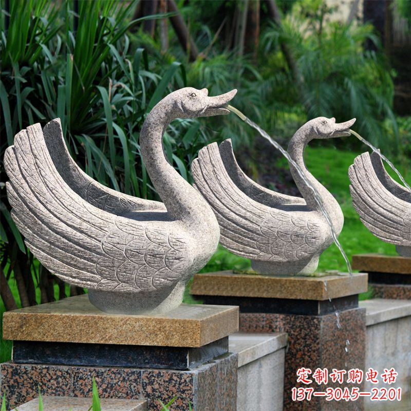 达州天鹅喷泉雕塑-园林水景动物雕塑摆件