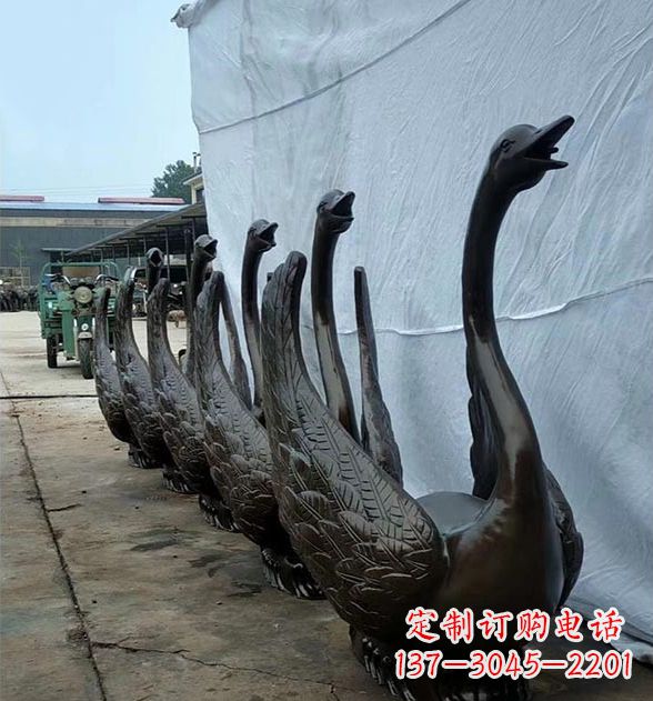 达州天鹅喷泉铜雕,园林喷泉水景流水组件
