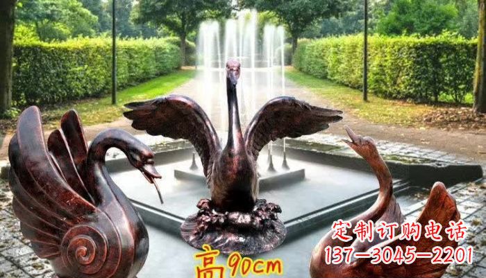 达州天鹅喷泉铜雕塑