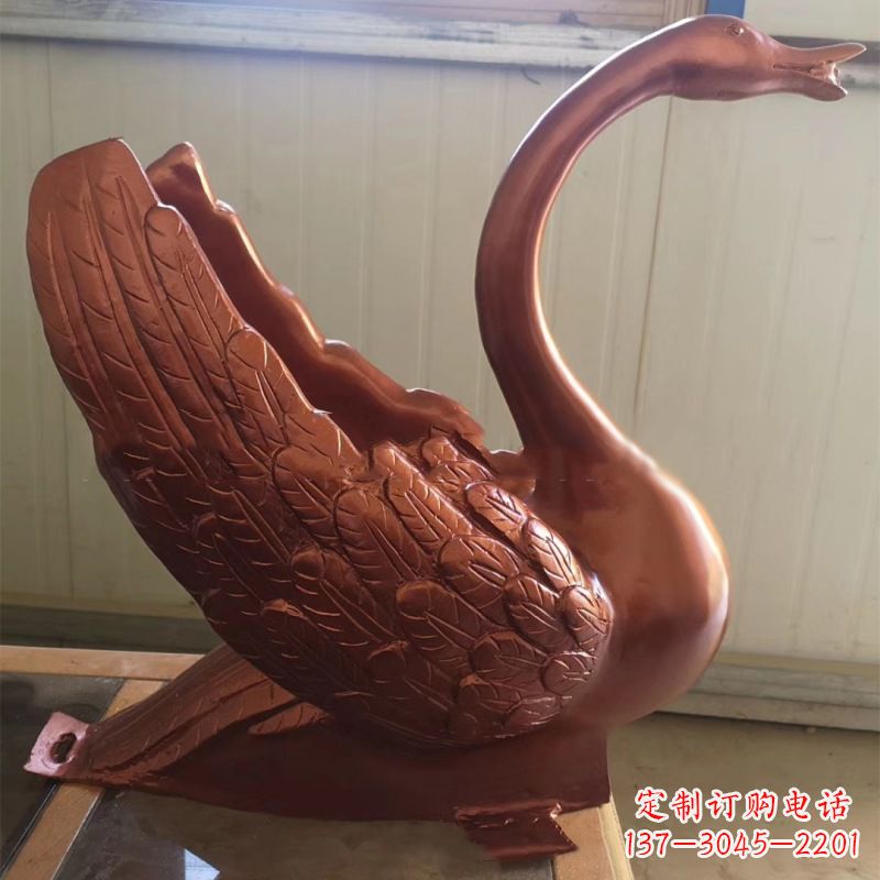 达州天鹅铜雕塑,喷泉吐水天鹅装饰摆件