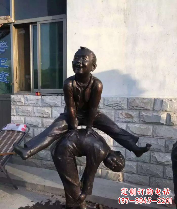 达州跳马儿童铜雕 (2)