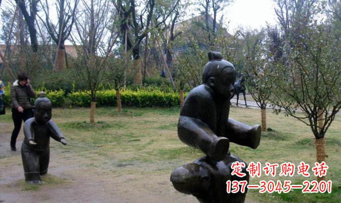 达州跳山羊公园人物铜雕