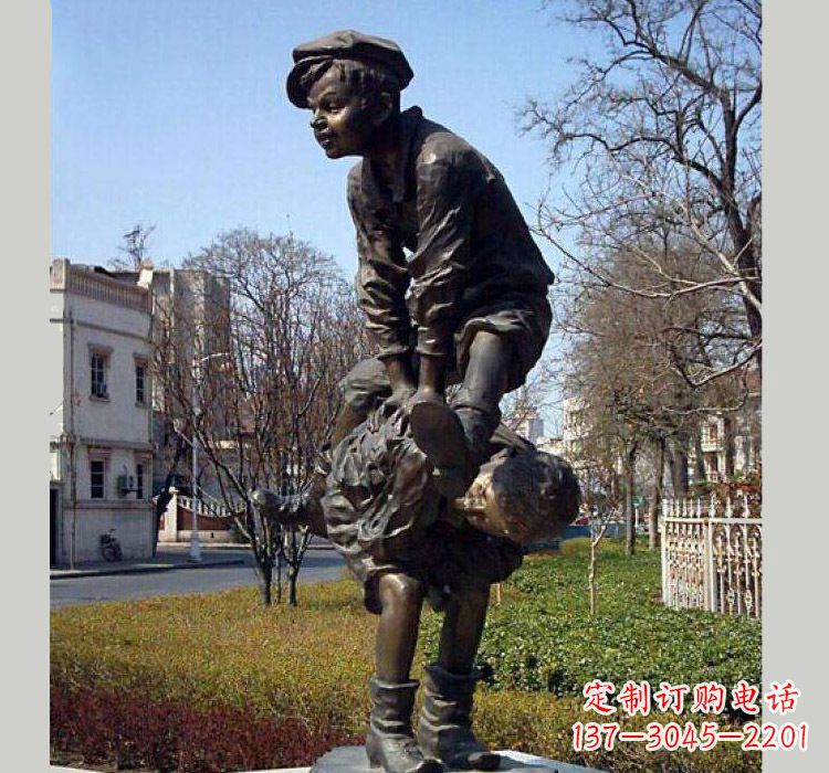 达州跳山羊人物铜雕