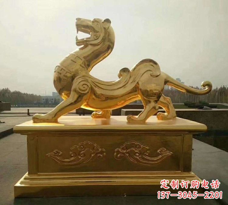 达州贴金古代神兽青龙雕塑