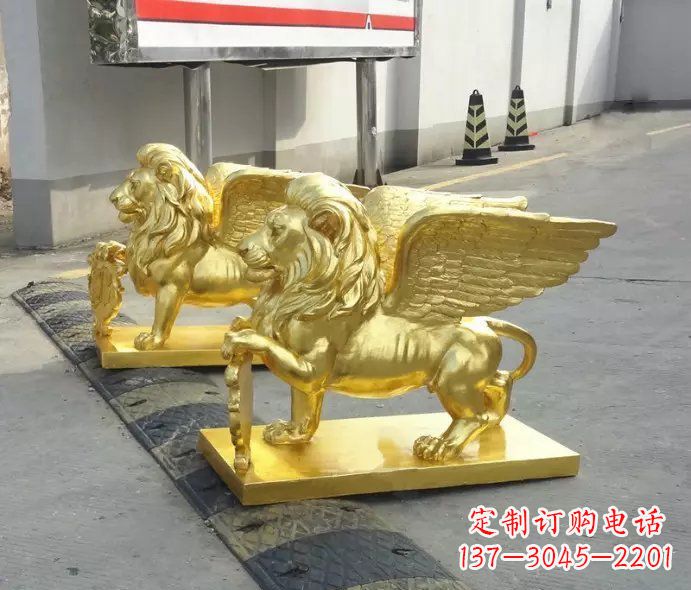 达州贴金圣马可飞狮铜雕