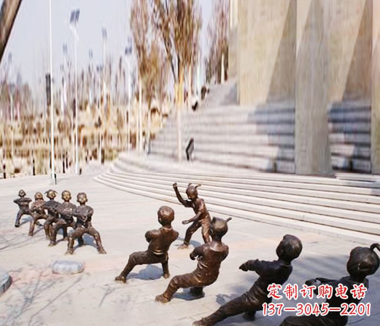 达州铜雕拔河儿童游戏雕塑