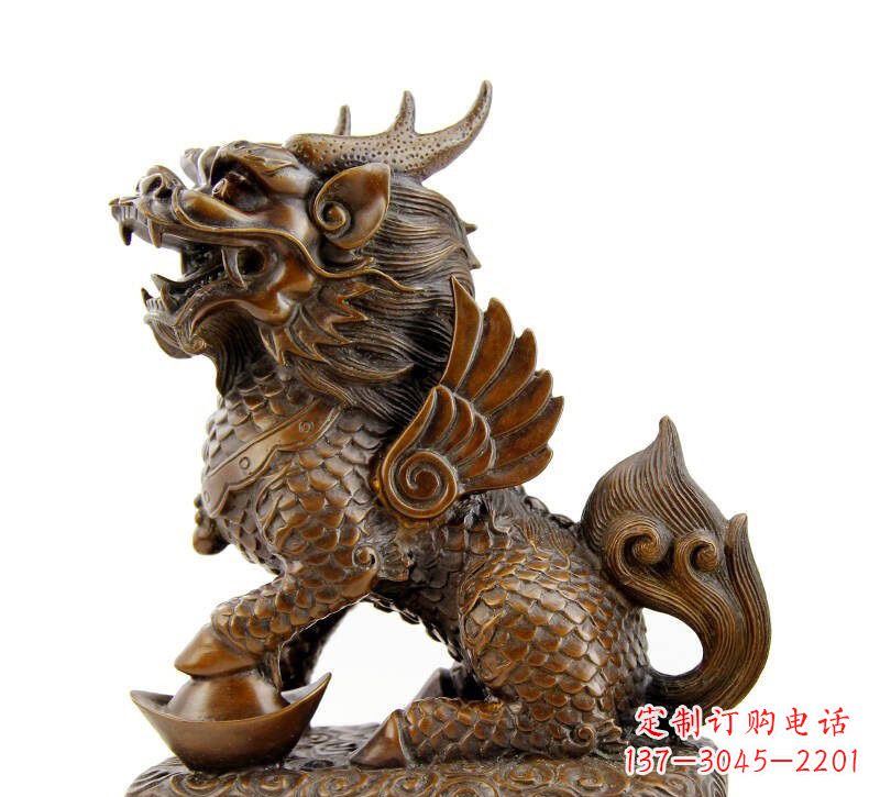 达州铜雕踩元宝麒麟