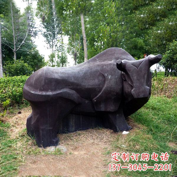达州铜雕抽象牛-公园草坪水牛雕塑