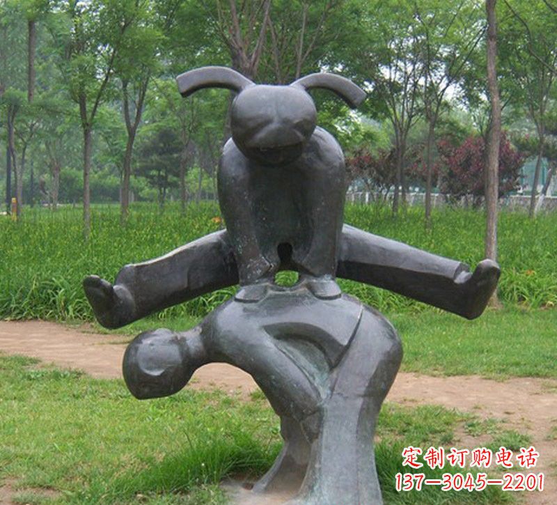 达州铜雕抽象跳山羊儿童