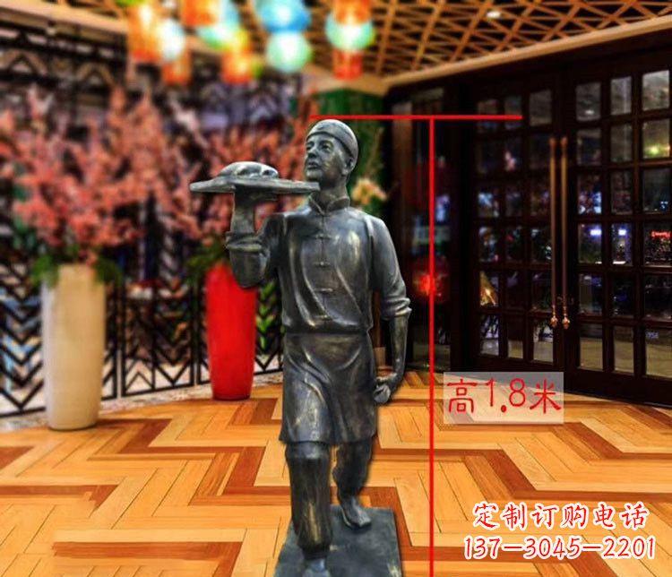 达州铜雕店小二人物雕塑 (2)