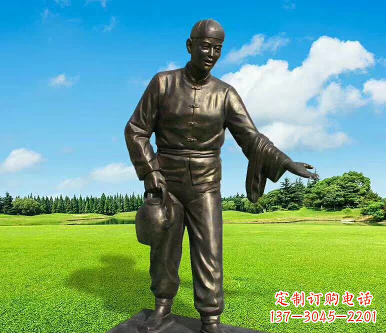 达州铜雕店小二人物雕塑1