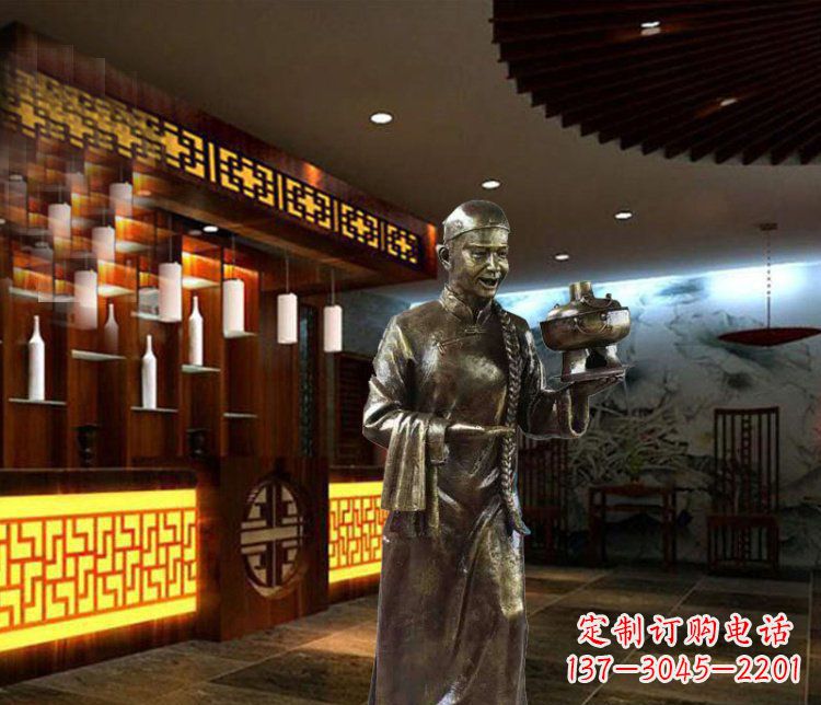 达州铜雕店小二小品人物雕塑