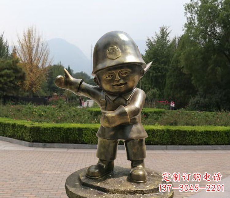 达州铜雕儿童交通警察