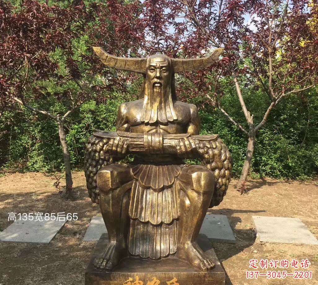 达州铜雕古代神农氏人物雕塑