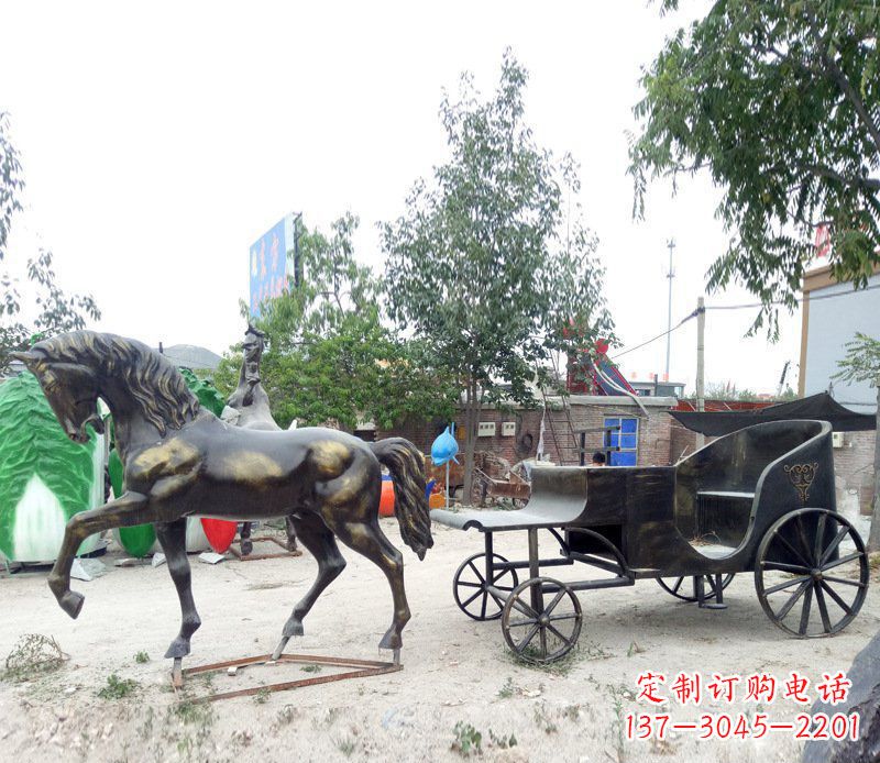 达州铜雕古代战马景观摆件