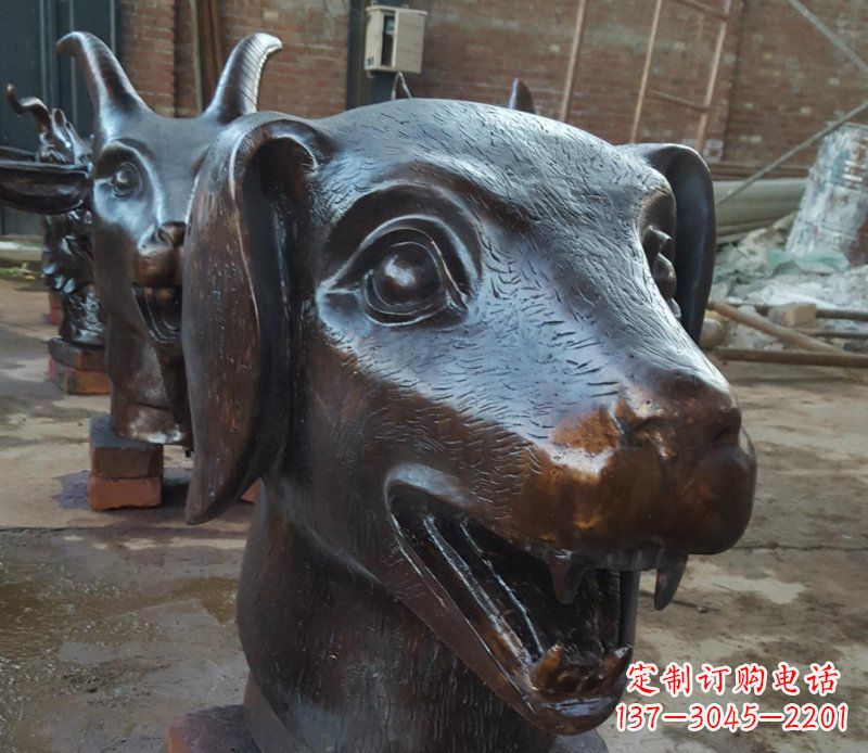 达州铜雕广场生肖动物头像装饰摆件