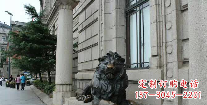 达州铜雕跪姿狮子