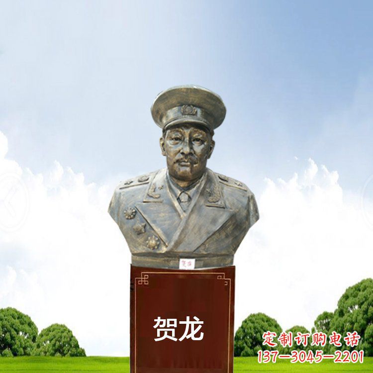 达州铜雕贺龙头像