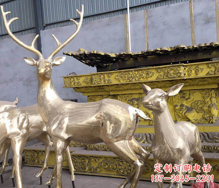 达州铜雕户外动物小鹿雕塑