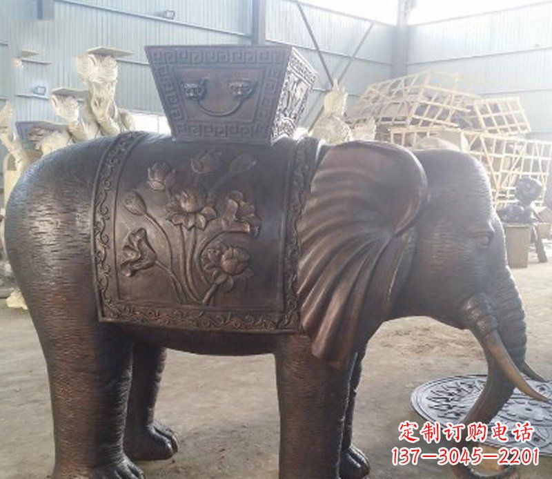 达州铜雕吉祥大象园林动物摆件