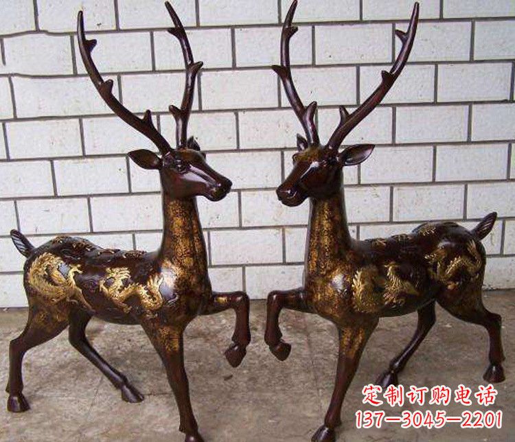 达州铜雕吉祥复古梅花鹿雕塑摆件