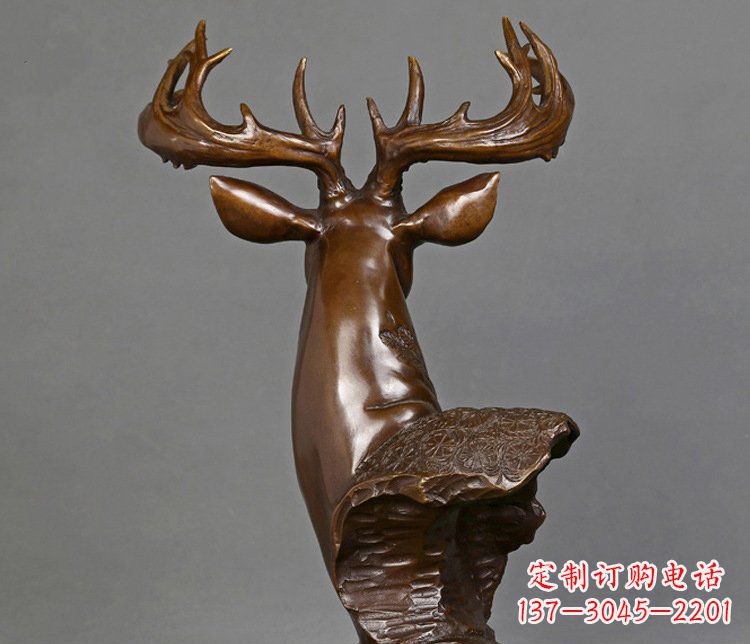 达州铜雕吉祥招财鹿头雕塑摆件
