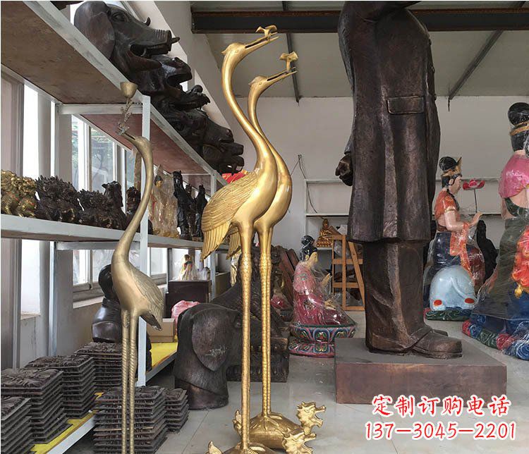达州铜雕金属仙鹤动物雕塑