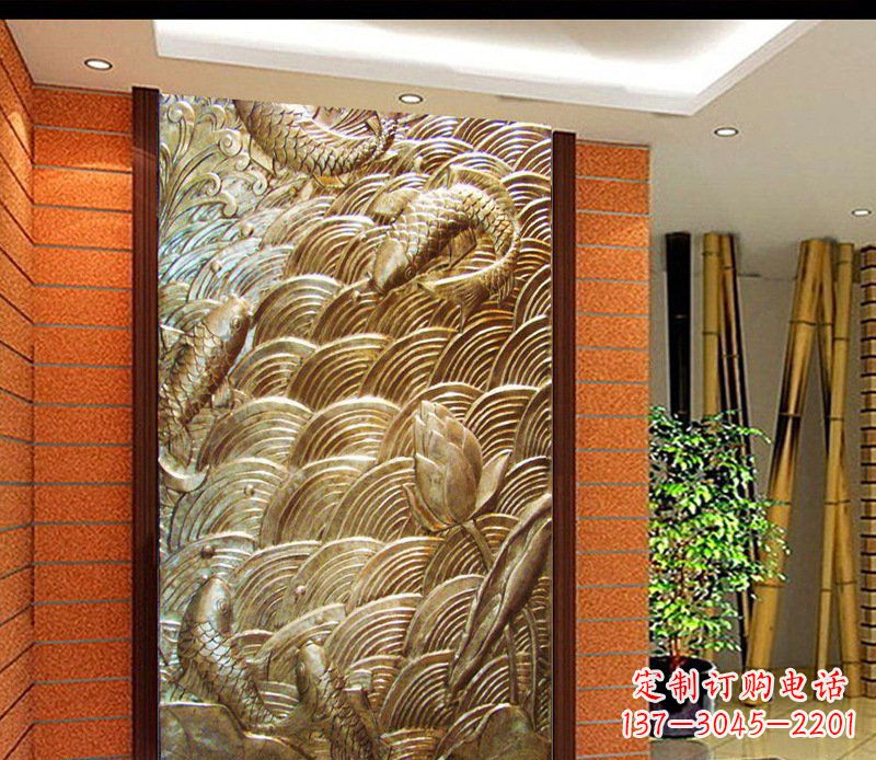 达州铜雕酒店锻造鲤鱼壁画景观摆件