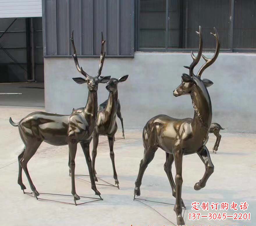 达州铜雕鹿群雕塑