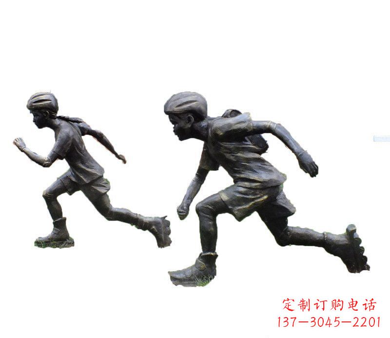 达州铜雕民俗溜冰儿童摆件