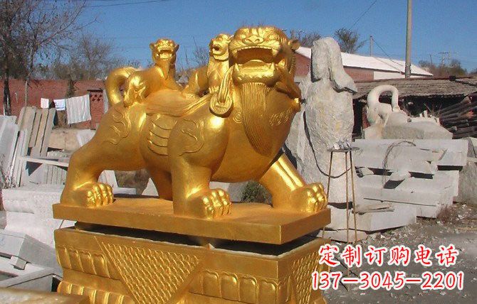 达州铜雕母子貔貅