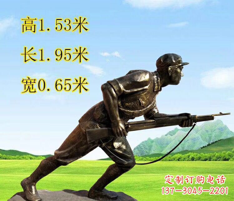 达州铜雕拿枪战士雕塑