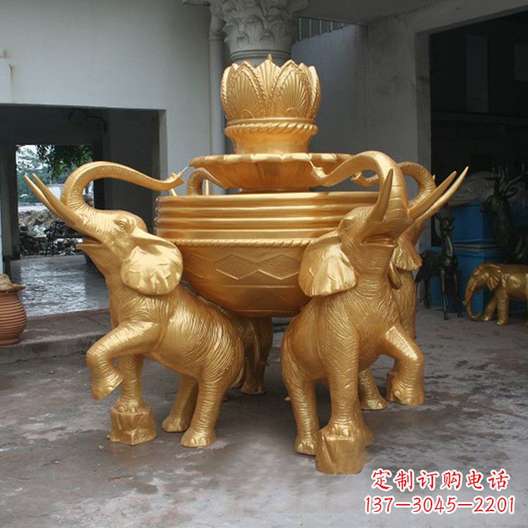 达州铜雕喷水大象雕塑