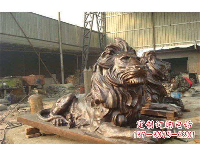 达州铜雕狮子公司门口雕塑