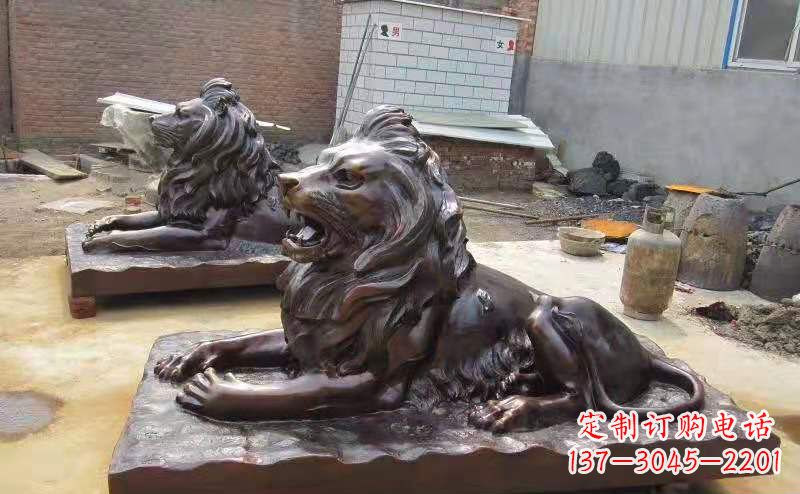 达州铜雕狮子户外摆件镇宅动物雕塑