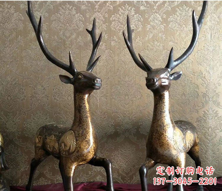 达州铜雕室内装饰动物鹿雕塑